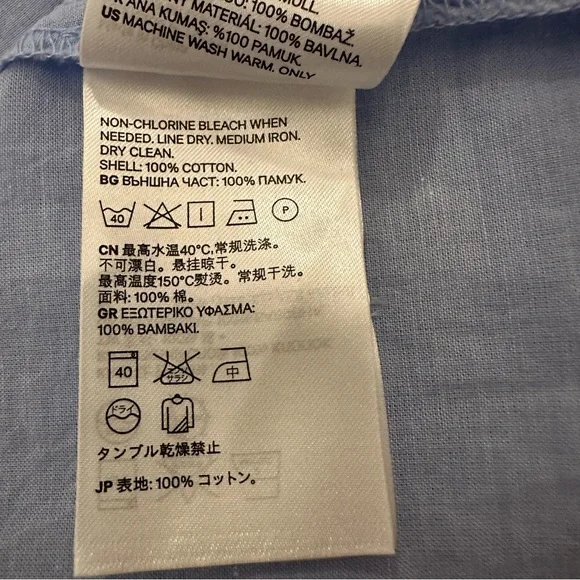 H&M Blouse in woven cotton fabric wide sleeves Collar wrapover V-Neck Size 8 - Picture 14 of 16